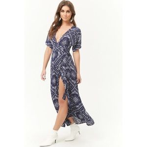 Forever 21 Blue Bandana Tie Dress - L